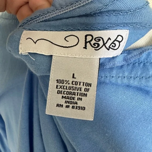 Blue Embellished Peasant Top- Large - Picture 5 of 6